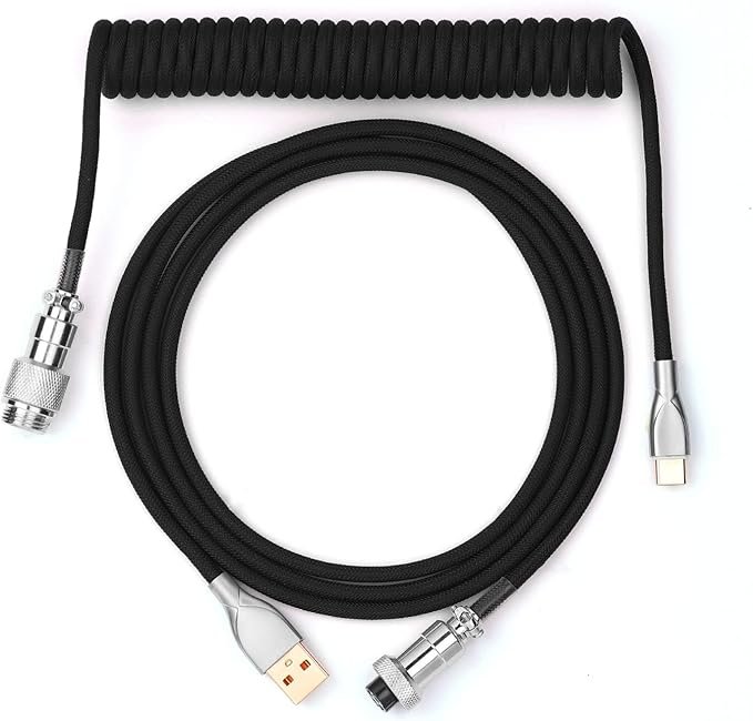 Custom Coiled Keyboard Cable Black