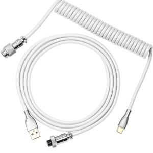 Custom Coiled Keyboard Cable White