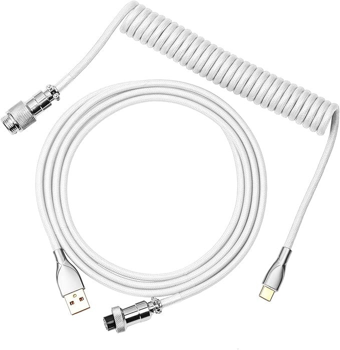 Custom Coiled Keyboard Cable White
