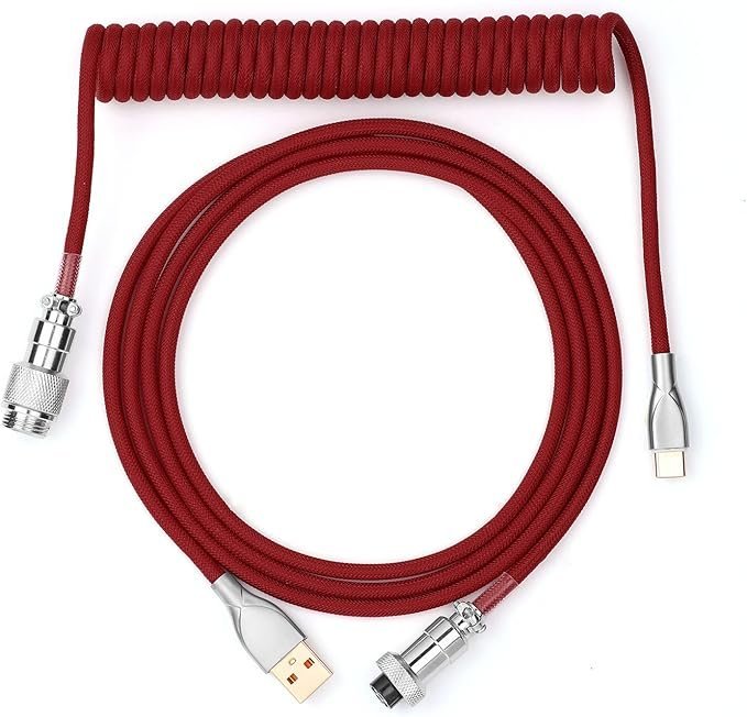 Custom Coiled Keyboard Cable Red